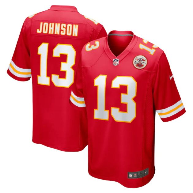 mens nike nazeeh johnson red kansas city chiefs game player jersey